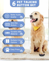 Dog Buttons for Communication, 8 Pcs Dog Talking Button Set, 30s Recordable Voice Pet Buzzer Training Buttons, Speaking Button for Dogs with Waterproof Anti-Slip Dog Button Mat and 48 Scene Stickers