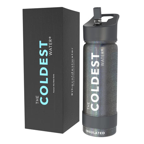 Coldest Insulated Water Bottle with Straw Lid - Stainless Steel Metal Thermos for Men & Women (Matte Black, 32 oz)