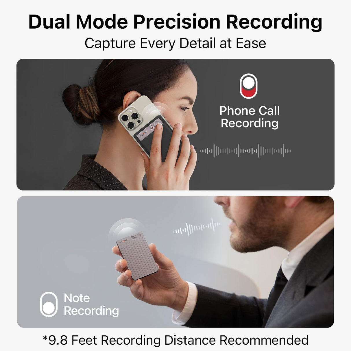 AI Voice Recorder, PLAUD Note Voice Recorder w/Case, App Control, Transcribe & Summarize with AI Technology, Support 112 Languages, 64GB Memory, Audio Recorder for Lectures, Meetings, Calls, Black