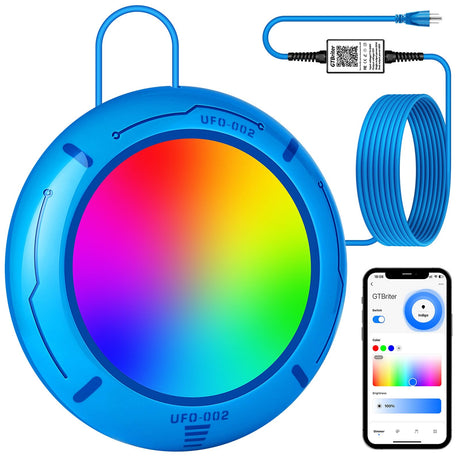 Above Ground Pool Lights with APP Control 20W RGB Dimmable LED Pool Lights with Suction Cups and Built-in Magnets 12V Underwater Pool Light for Above ground Inground Pools IP68 Waterproof 28FT Cord B