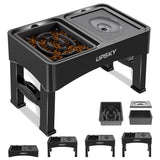 UPSKY 2-in-1 Elevated Dog Bowls Slow Feeder, 4 Height Adjustable Raised Bowls Stand, No Spill Dog Water Bowls, Anti-Slip Food and Water Bowl for Small Medium Dogs(Not Include Stainless Steel Bowl)