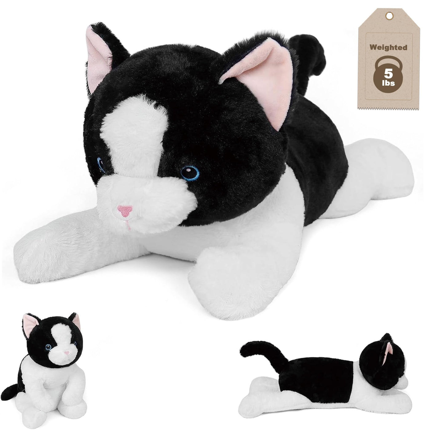 5 lbs, 24 inches Panda Weighted Stuffed Animals, Cuddly Weighted Panda Plush Pillow Giant Plushie Ideal Gift for Adults & Kids