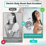 Electric Back Scrubber for Shower, Wall Mounted Electric Shower Back Scrubber, Dry Brushing Body Brush for Bathing, Cleansing, Exfoliating and Massaing, with 3 Spin Skin Bath Brush Heads