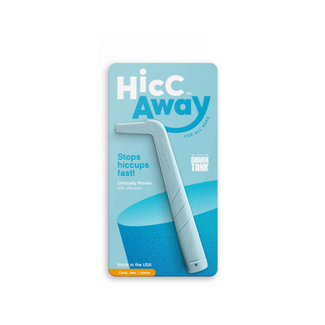 HiccAway Hiccup Straw - Stops Hiccups Naturally & Fast - As Seen On Shark Tank - Clinically Proven Relief for All Ages, Children & Adults - Safe, Lightweight, & Reusable (HiccAway Blue) 1 Pack