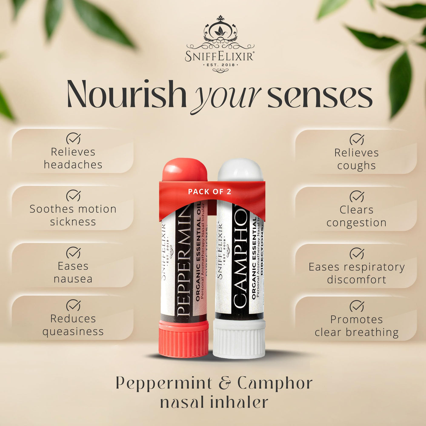 Nasal Stick Inhaler Lavender Nasal Aromatherapy Inhaler - Natural Essential Oil Inhaler for Calm Mind, Mood Boost Nausea Inhaler Relaxation Gifts Nasal Inhaler Stick Portable Nasal Inhalers for Adults
