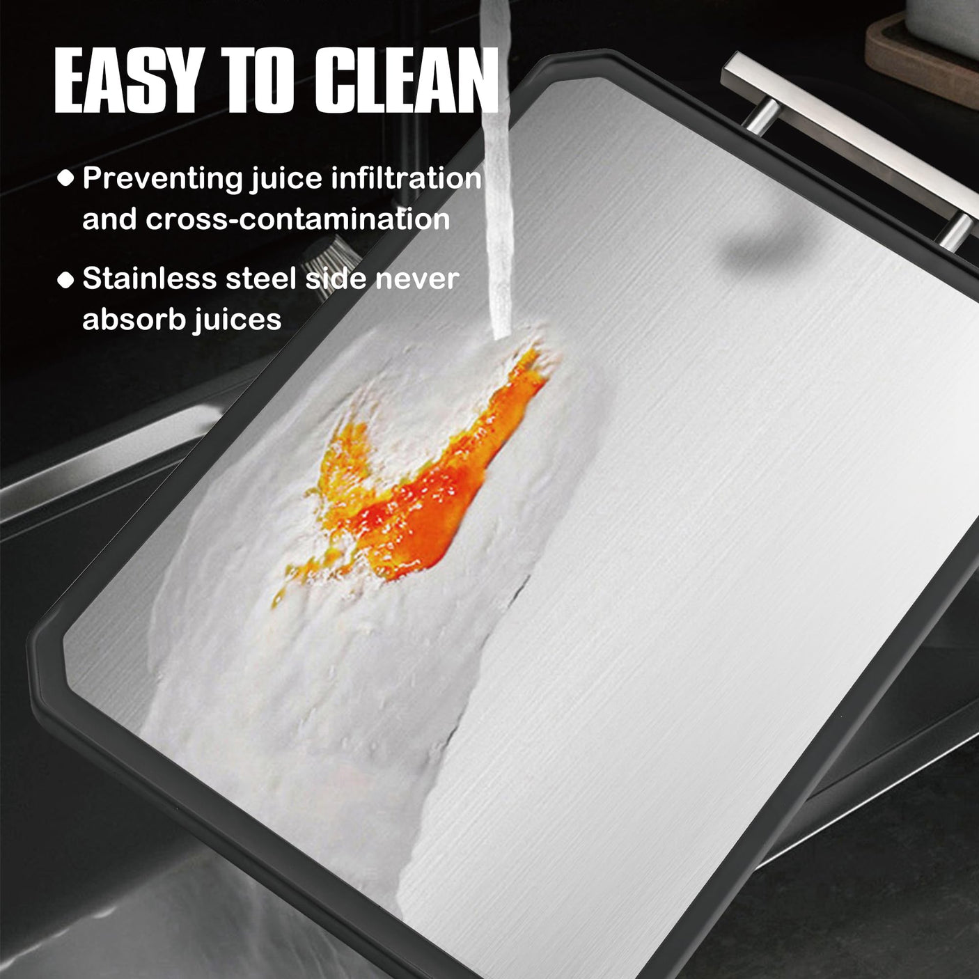 SNOWCLAD Stainless Steel Cutting Board,Double Sided Steel Cutting Boards for kitchen,Stainless Steel/Wheat straw pp Large Board for meat,non toxic Chopping,16 * 11 Inch,Dishwasher Safe