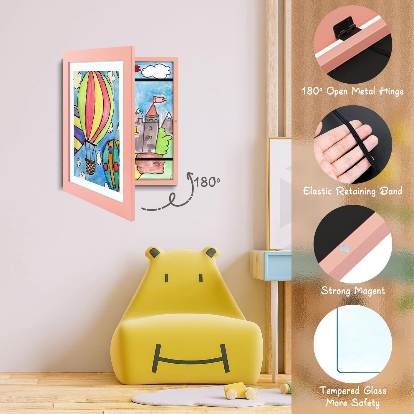 Golden State Art, 10x12.5 Kids Art Frames, Front-Opening Picture Frame Great for Kids Drawings, Artworks, Children Art Projects, Schoolwork, Home or Office (Walnut Set of 2)