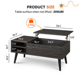 WLIVE Wood Lift Top Coffee Table with Hidden Compartment and Adjustable Storage Shelf, Lift Tabletop Dining Table for Home Living Room, Office, Rustic Oak