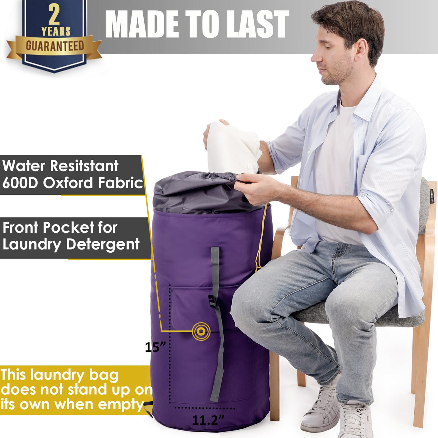 Laundry Bag Backpack Extra Large, 115L Laundry Backpack with Padded Shoulder Strap, Sturdy Travel Laundry Bags, Hanging Laundry Bag for College Dorm, Apartment, Clothes Hamper Bag for Laundromat