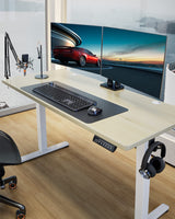 ErGear Height Adjustable Electric Standing Desk, 55 x 28 Inches Sit Stand up Desk, Large Memory Computer Home Office Desk with Two-Piece Desktop (Black)