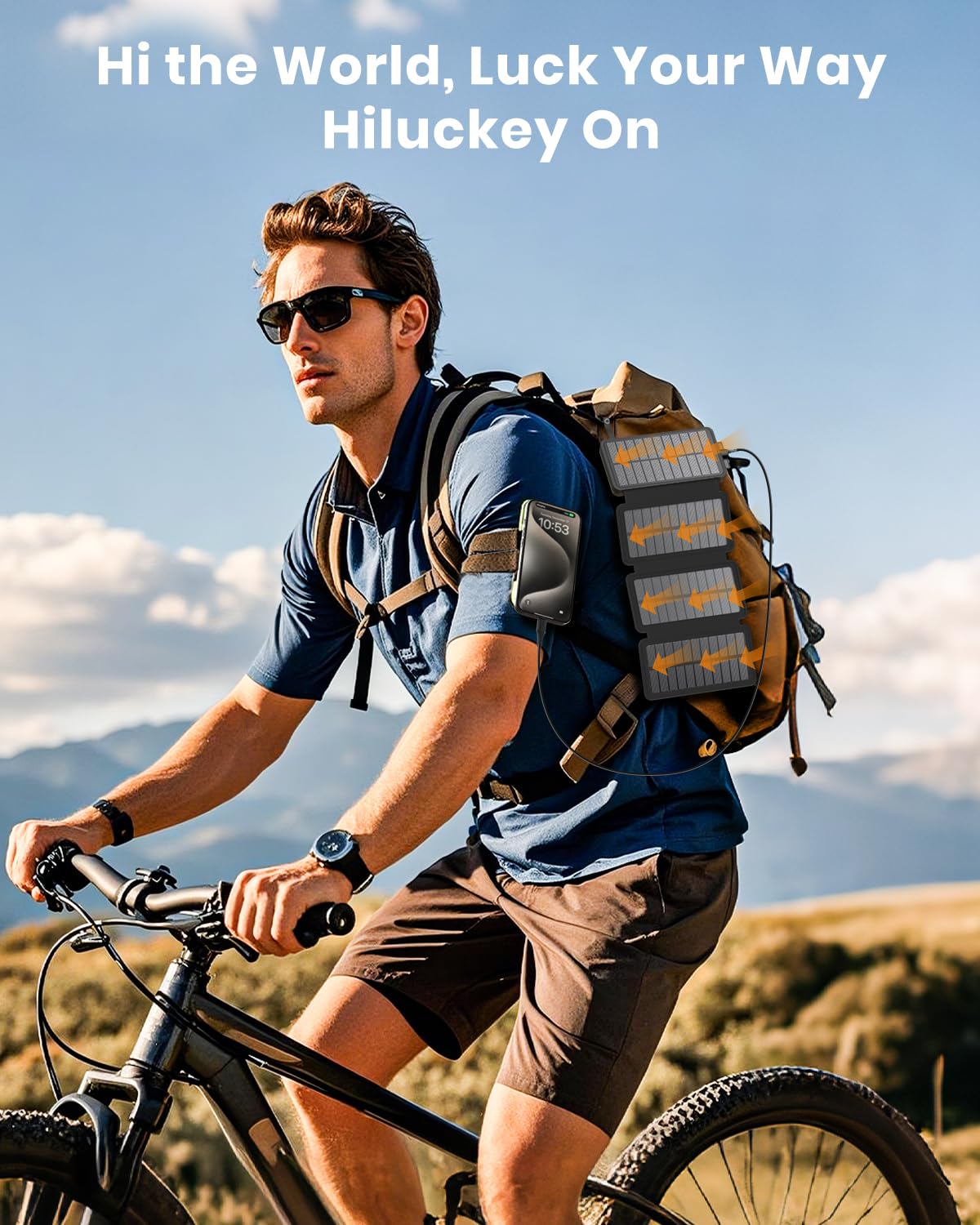 Hiluckey Solar Charger 25000mAh, Outdoor USB C Portable Power Bank with 4 Solar Panels, 3A Fast Charge External Battery Pack with 3 USB Outputs Compatible with Smartphones, Tablets, etc.