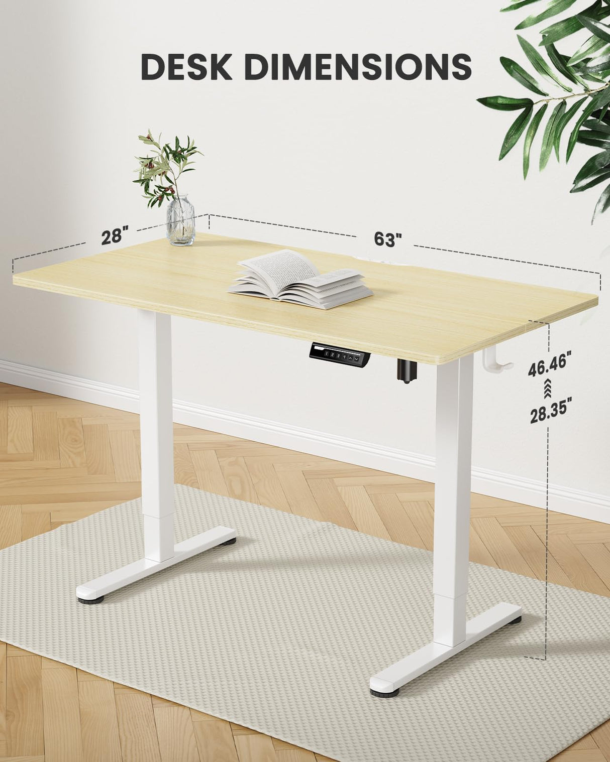 ErGear Height Adjustable Electric Standing Desk, 55 x 28 Inches Sit Stand up Desk, Large Memory Computer Home Office Desk with Two-Piece Desktop (Black)