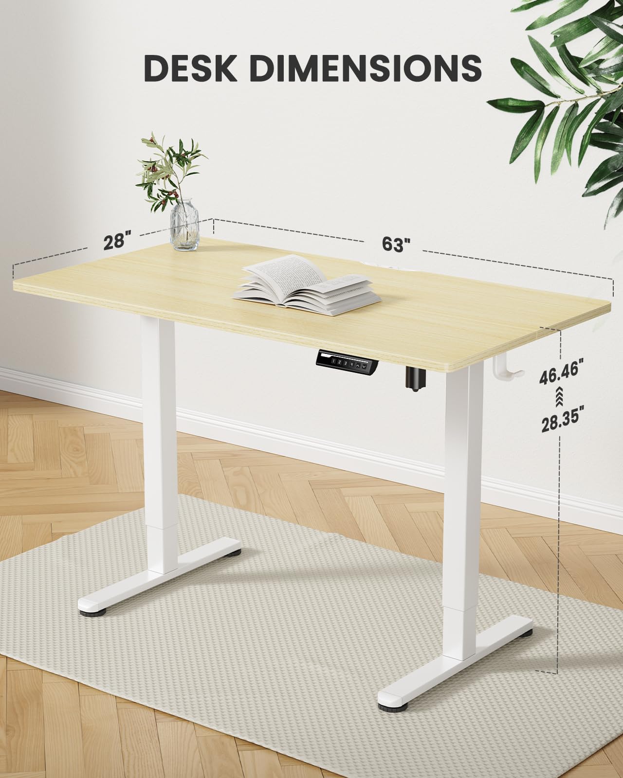 ErGear Height Adjustable Electric Standing Desk, 55 x 28 Inches Sit Stand up Desk, Large Memory Computer Home Office Desk with Two-Piece Desktop (Black)