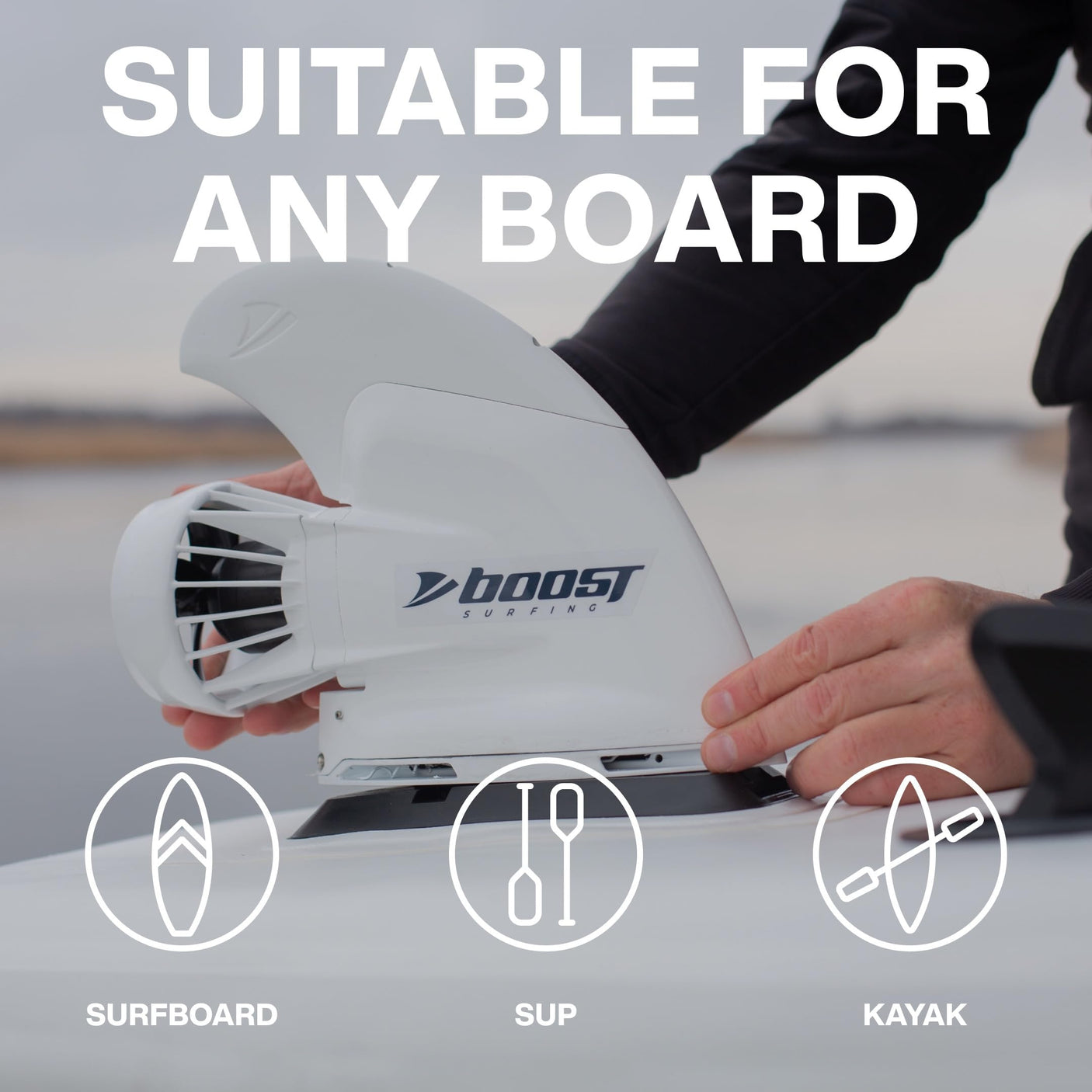 Fin - Electric Motor for Surfboards, SUPs and Kayaks. Lightweight, Compact, and Shockingly resistant Electric Fin with Remote Control. (Boost Fin)