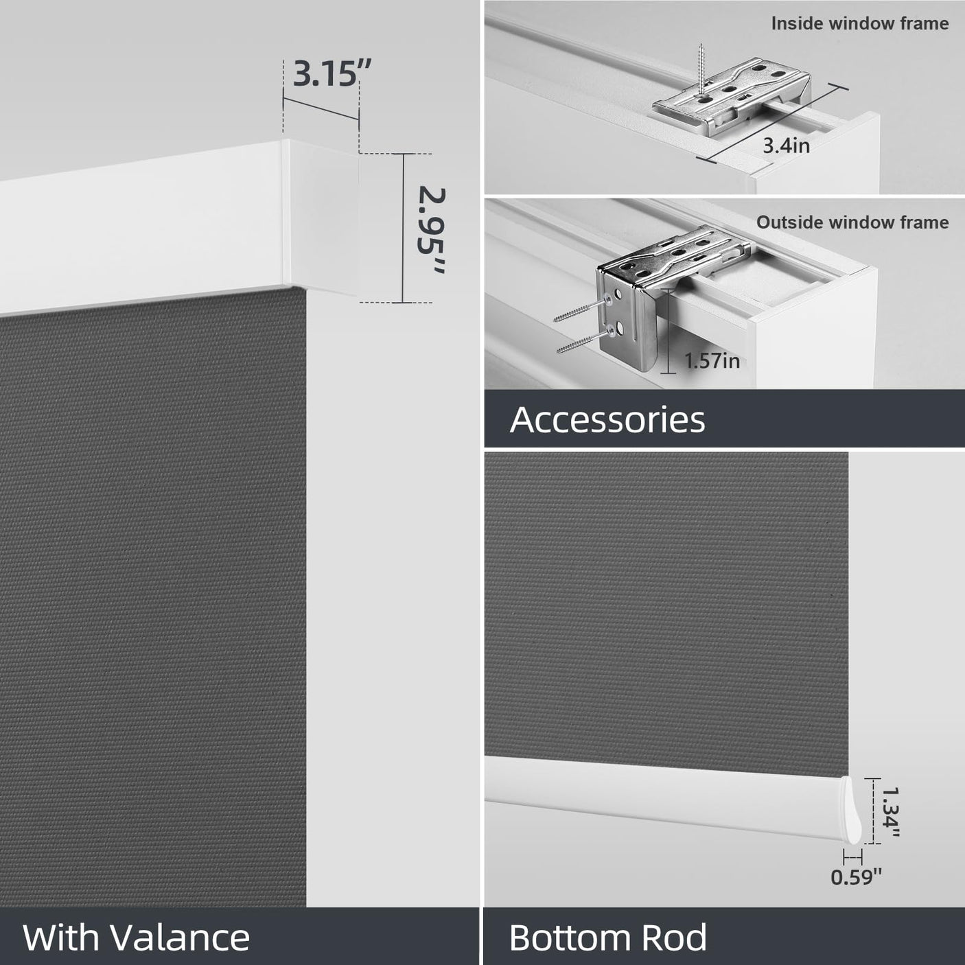 Motorized Smart Blind for Window with Remote Control, Automatic Blackout Roller Shade Customizable Size,with Valance Child Safety Rechargeable Battery Blinds (Full Blackout Black)