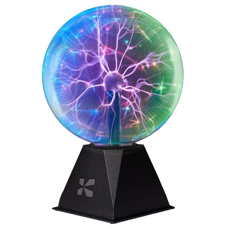 Katzco 7 Inch Plasma Ball Lamp - Touch and Sound Sensitive Electric Globe with Lightning Effects - Plug-in Energy Ball for Parties, Room Decor, and STEM Learning - Static Electricity Sphere for Kids