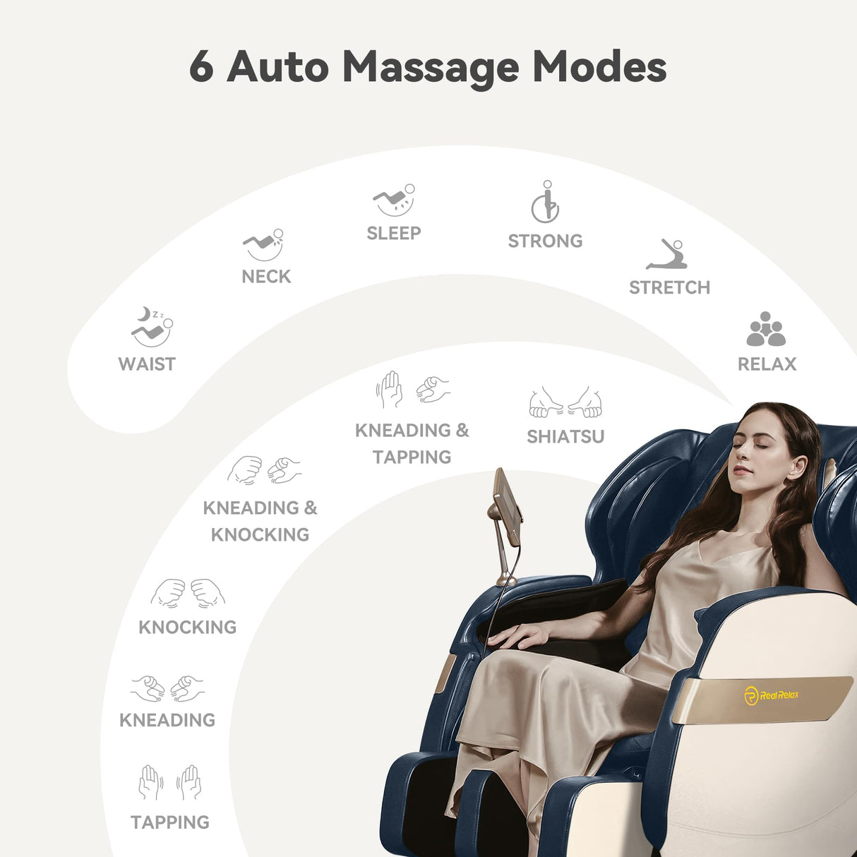 Real Relax 2024 Dual Core S Track Full Body Zero Gravity Massage Chair Recliner with App Control, Black