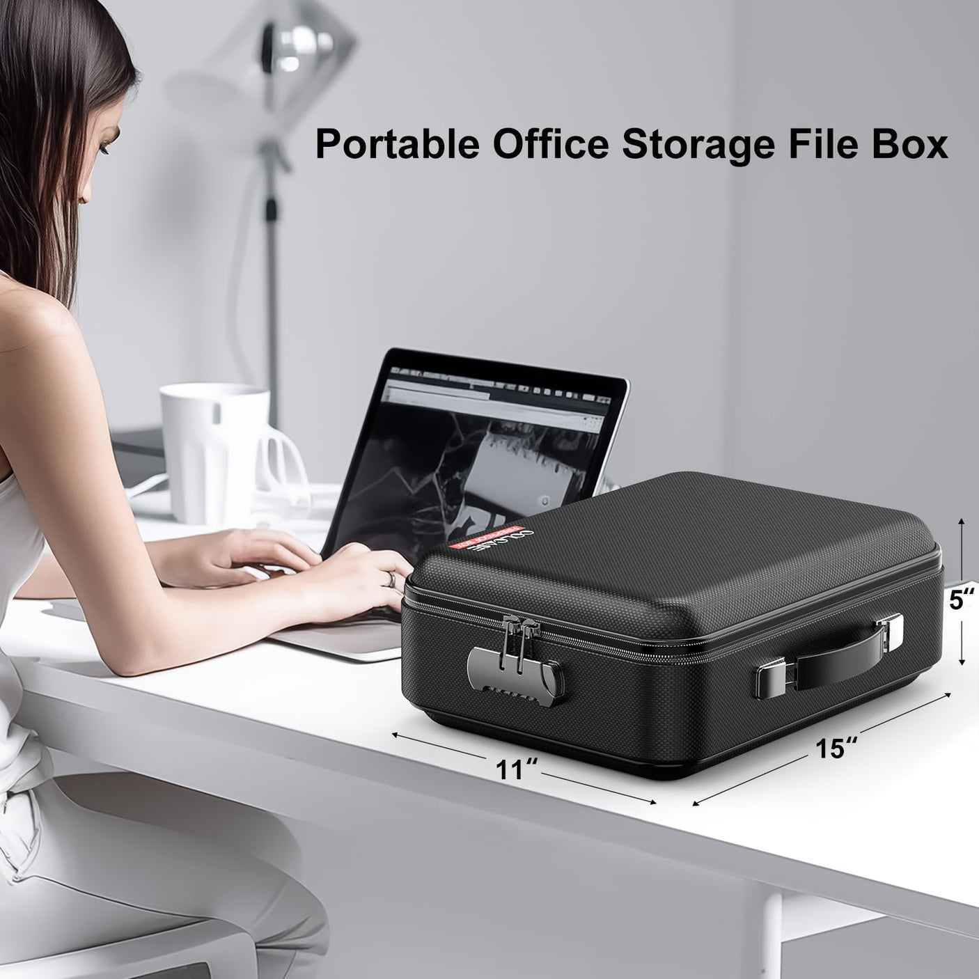 Fireproof Document Box, Hard Case Fireproof File Organizer with Lock Hard-Shell Design Fireproof Water Resistant Safe Box for Important Documents Certificates Laptop Passports Black