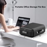 Fireproof Document Box, Hard Case Fireproof File Organizer with Lock Hard-Shell Design Fireproof Water Resistant Safe Box for Important Documents Certificates Laptop Passports Black