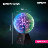 Katzco 7 Inch Plasma Ball Lamp - Touch and Sound Sensitive Electric Globe with Lightning Effects - Plug-in Energy Ball for Parties, Room Decor, and STEM Learning - Static Electricity Sphere for Kids