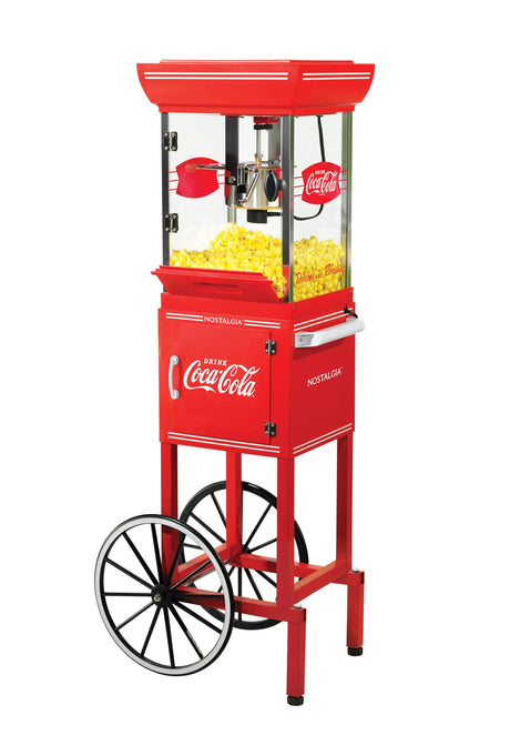 Nostalgia Popcorn Maker Machine - Professional Cart With 2.5 Oz Kettle Makes Up to 10 Cups - Vintage Popcorn Machine Movie Theater Style - Red
