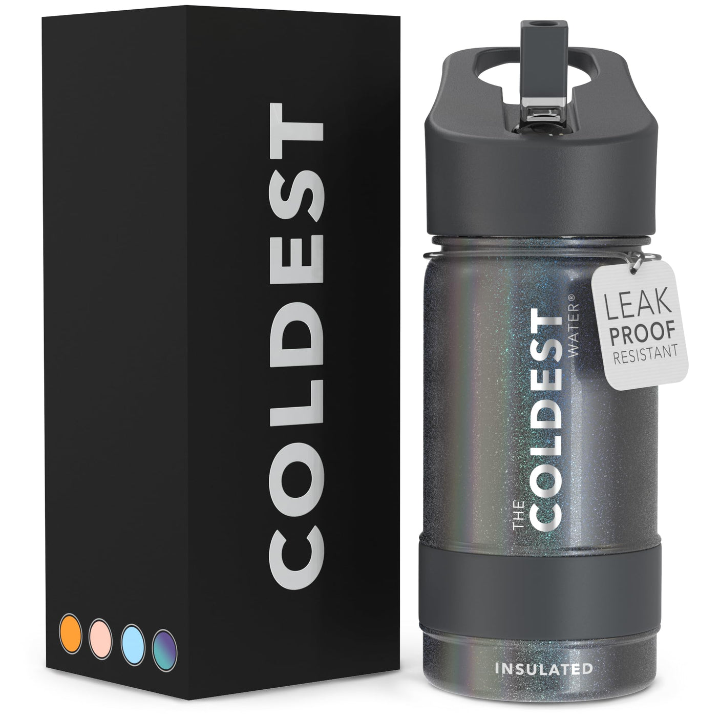 Coldest Insulated Water Bottle with Straw Lid - Stainless Steel Metal Thermos for Men & Women (Matte Black, 32 oz)