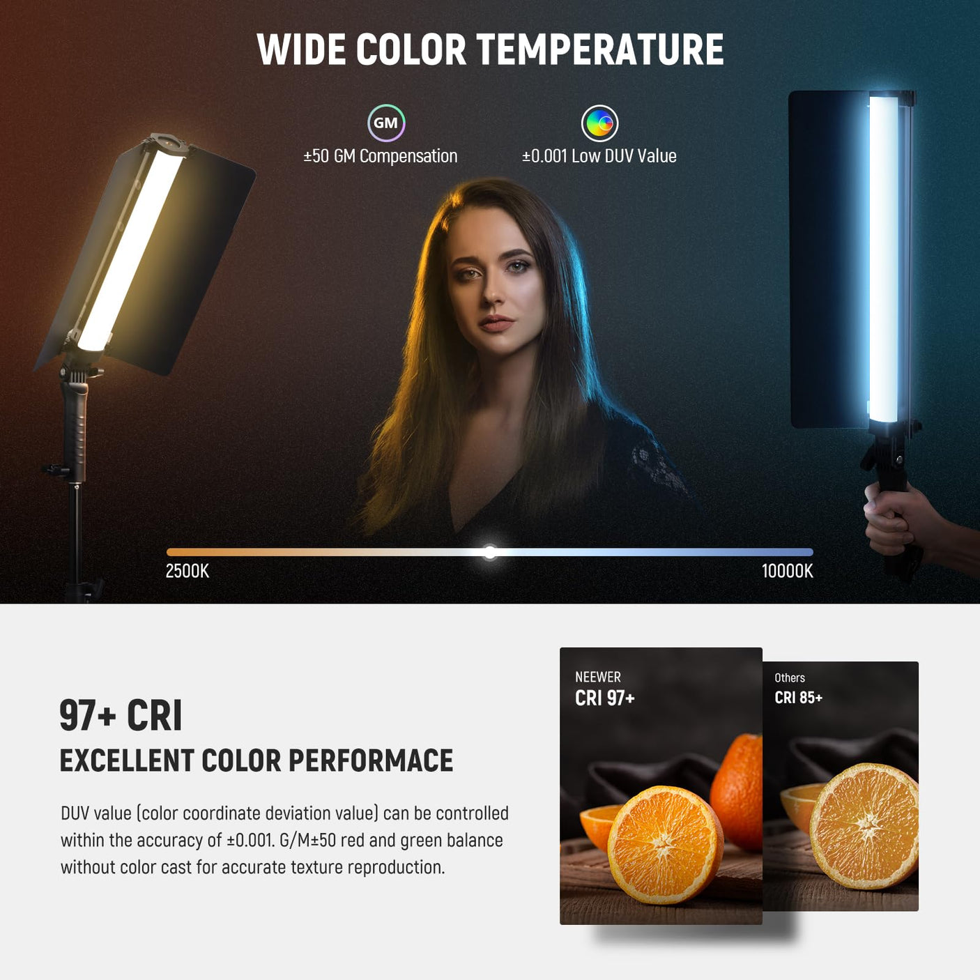 NEEWER RGB LED Video Light Stick, Touch Bar & APP Control, Magnetic Handheld Photography Lighting Wand, Dimmable 3200K~5600K CRI98+ Full Color LED Light with 6400mAh Battery, 17 Scenes, RGB1