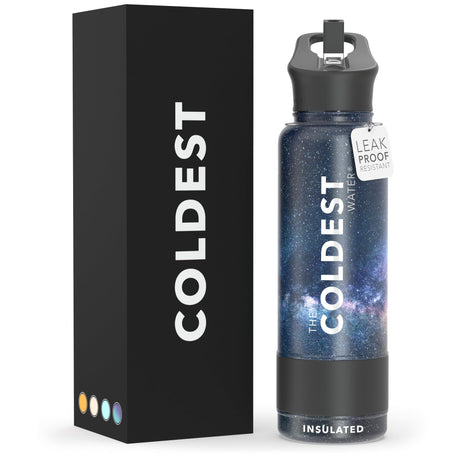 Coldest Insulated Water Bottle with Straw Lid - Stainless Steel Metal Thermos for Men & Women (Matte Black, 32 oz)