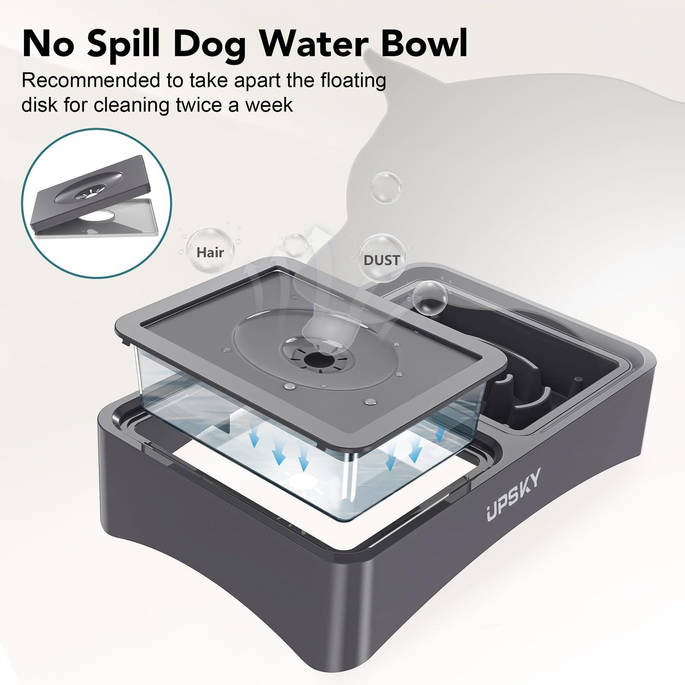 UPSKY 2-in-1 Elevated Dog Bowls Slow Feeder, 4 Height Adjustable Raised Bowls Stand, No Spill Dog Water Bowls, Anti-Slip Food and Water Bowl for Small Medium Dogs(Not Include Stainless Steel Bowl)