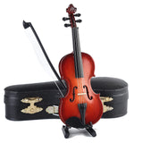 Wooden Miniature Violin with Stand, Bow and Case Mini Musical Instrument Violin Replica Collectible Figurines Dollhouse Accessories Model Home Decoration Display Ornament (3.15"x1.18"x0.59")