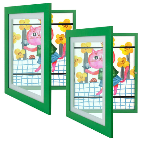 Golden State Art, 10x12.5 Kids Art Frames, Front-Opening Picture Frame Great for Kids Drawings, Artworks, Children Art Projects, Schoolwork, Home or Office (Walnut Set of 2)