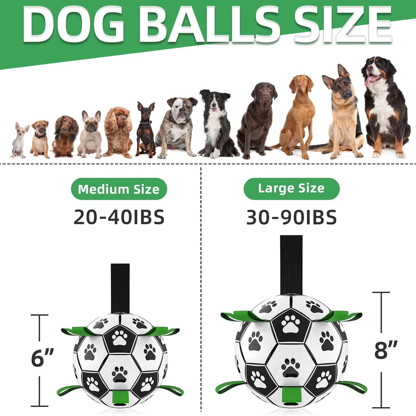 QDAN Premium Dog Toys Balls, Dog Soccer Ball with Straps, Dog Birthday Gifts, Herding Ball, Durable Balls for Small Medium Pet, Puppy Outdoor Toy, Pet Training Soccer Ball, World Cup Soccer (6 Inch)