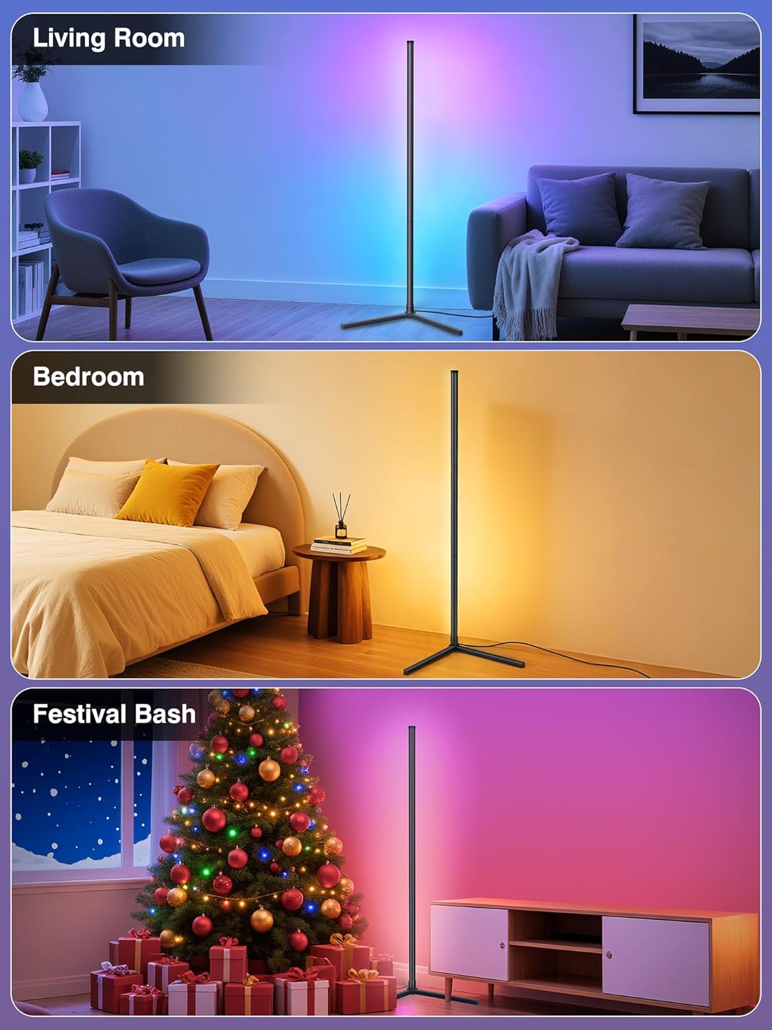 LED Corner Lamp, RGB Corner Floor Lamp with APP and Remote Control, 16 ...