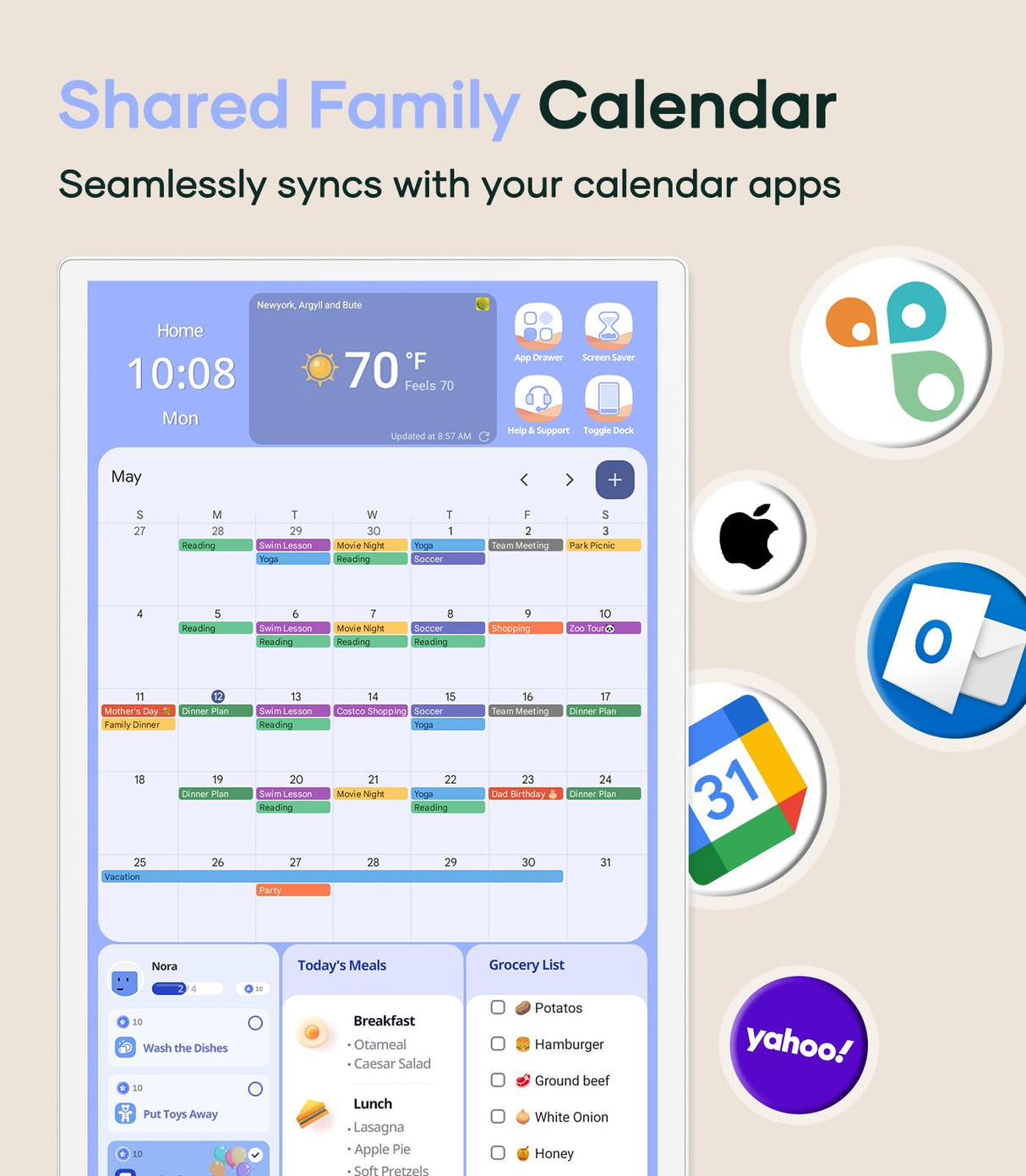 Cozyla 32 Inch Digital Calendar Wall Touch Screen Chore Chart To Do List Notepad Electronic Smart Calendar Digital for Family Meal Planner Support All App Via App Store Android Tablet Wall Mount Black