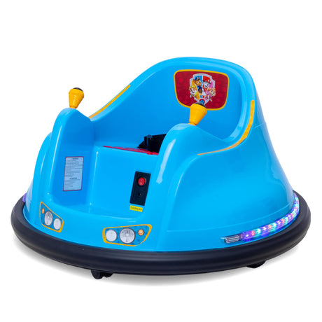 Flybar 6V Blue Glow Bumper Car for Kids – LED Ride-On Toy with 360° Spin, Rechargeable Battery, and Soft Rubber Bumpers – Safe Indoor Fun for Toddlers Ages 1.5+, Up to 66 lbs