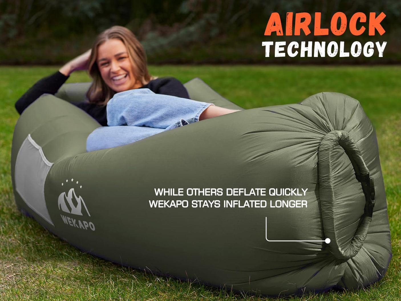 WEKAPO Inflatable Lounger Air Sofa Hammock-Portable,Water Proof& Anti-Air Leaking Design-Ideal Couch for Backyard Beach Traveling Camping Picnics & Music Festivals