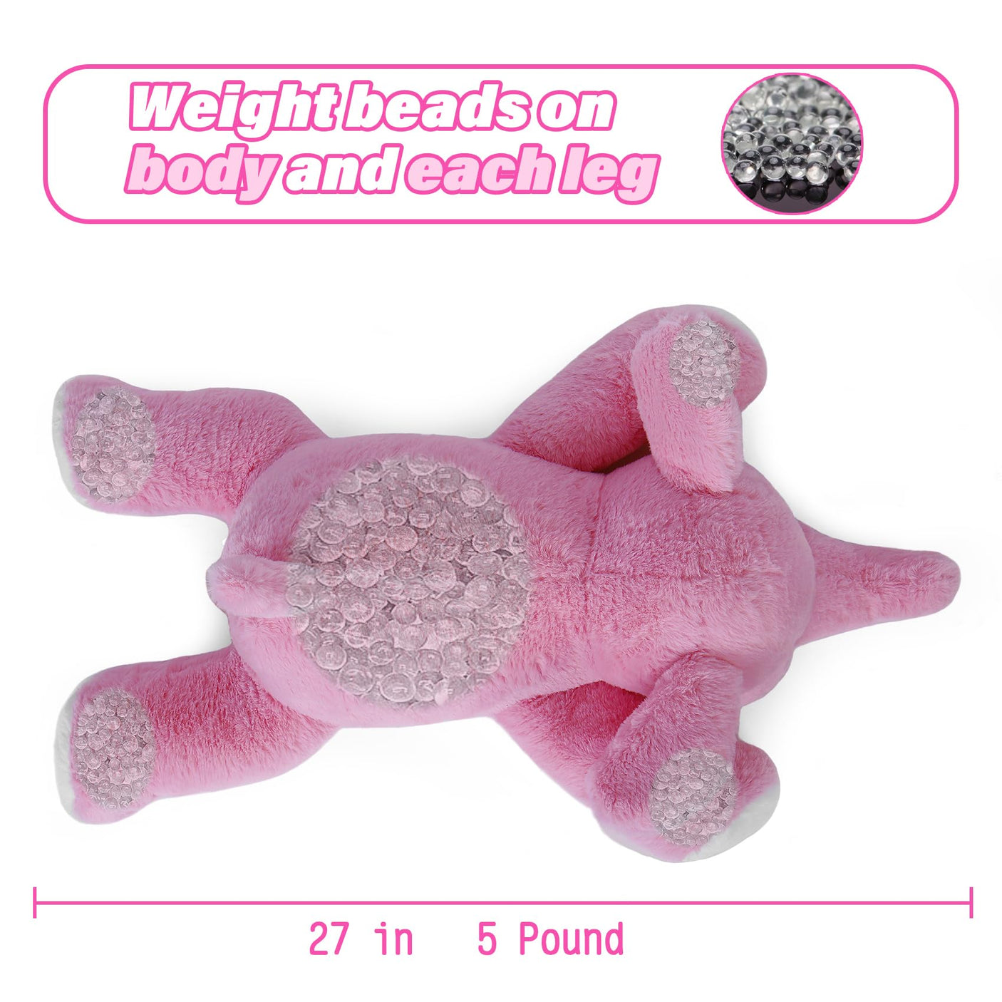 5 lbs, 24 inches Panda Weighted Stuffed Animals, Cuddly Weighted Panda Plush Pillow Giant Plushie Ideal Gift for Adults & Kids