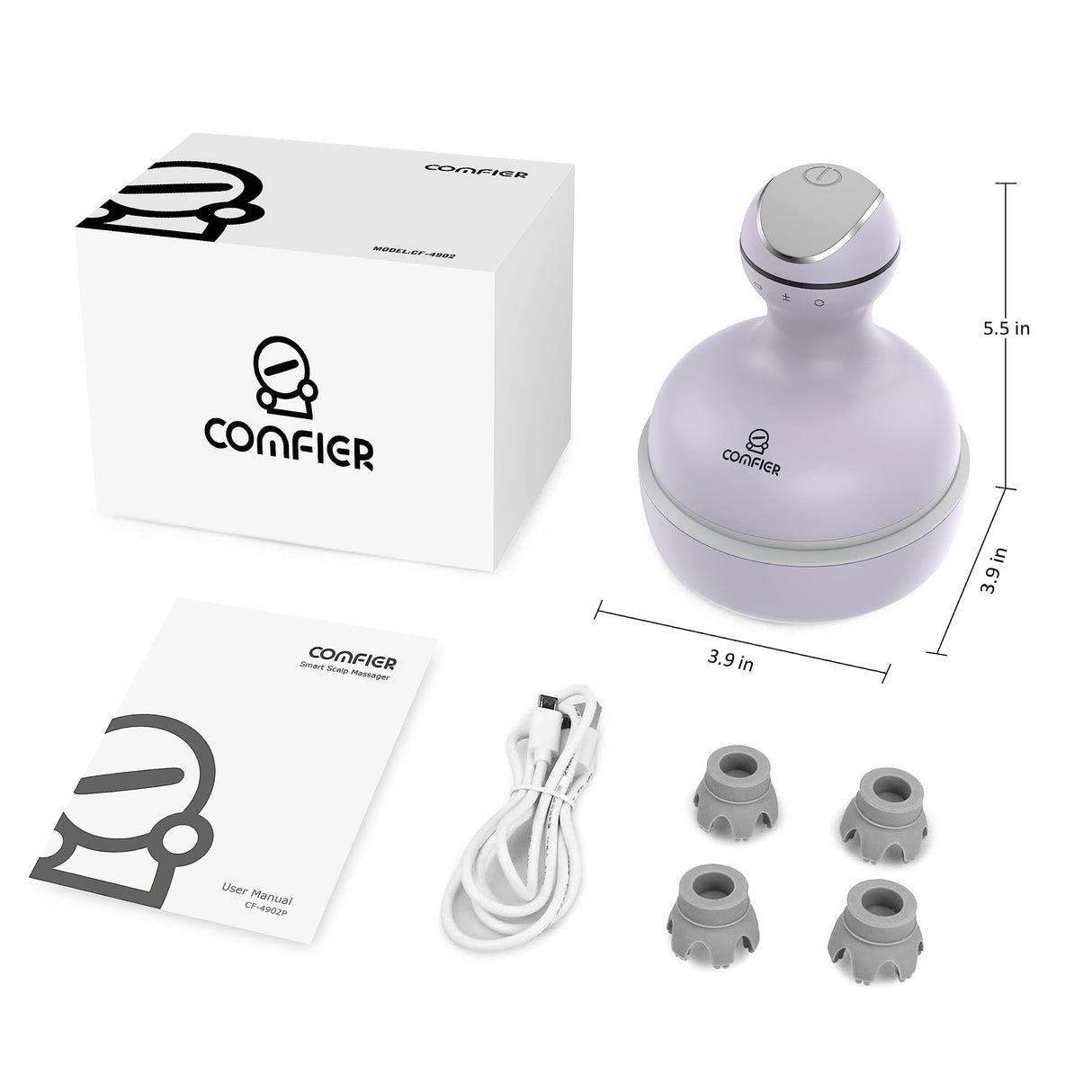 COMFIER Electric Cordless Hair Scalp Massager with Kneading 84 Massage Nodes, Handheld Portable Head Scratcher Massager for Hair Growth, Deep Clean and Stress Relax, Gifts for Men Dad