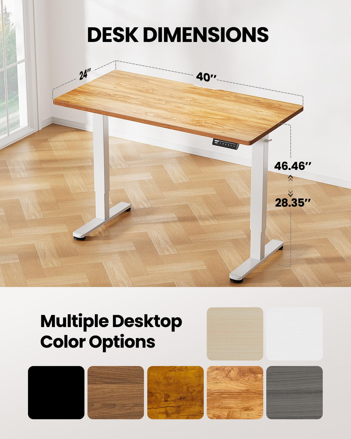 ErGear Height Adjustable Electric Standing Desk, 55 x 28 Inches Sit Stand up Desk, Large Memory Computer Home Office Desk with Two-Piece Desktop (Black)