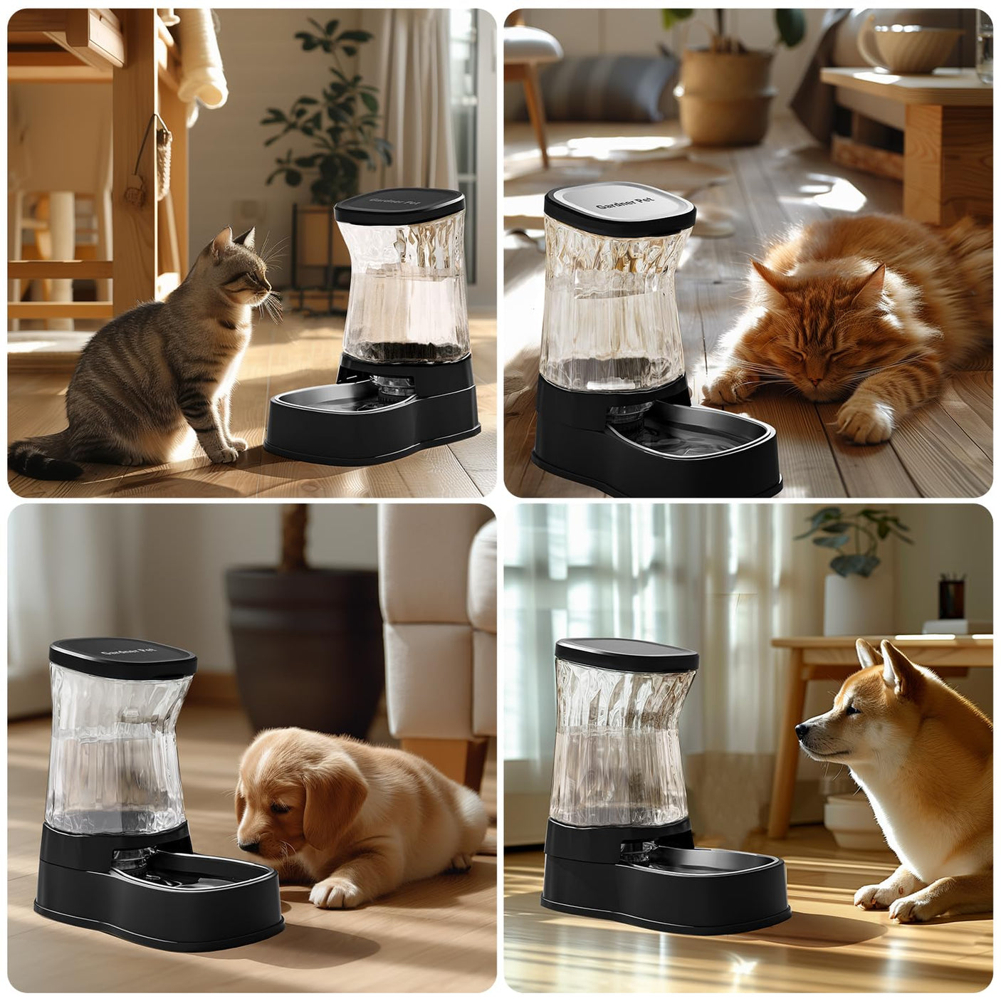 Gardner Pet Automatic Dog Water Dispenser Gravity Stainless Steel Water Waterer Feeder, 100% BPA-Free Large Capacity Water Feeding Bowls for Medium & Large-Sized Dogs Cats Other Pets -(1 Gallon)