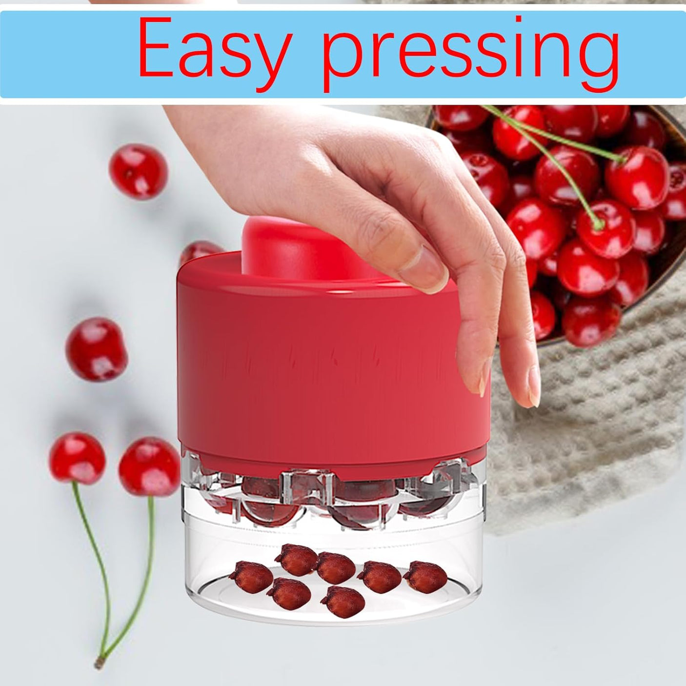 Cherry Pitter, Stainless Steel Olive and Cherries Pitters Corer Tool with Space-Saving Lock Design, Multi-Function Fruit Pit Remover for Cherry Jam (Black)