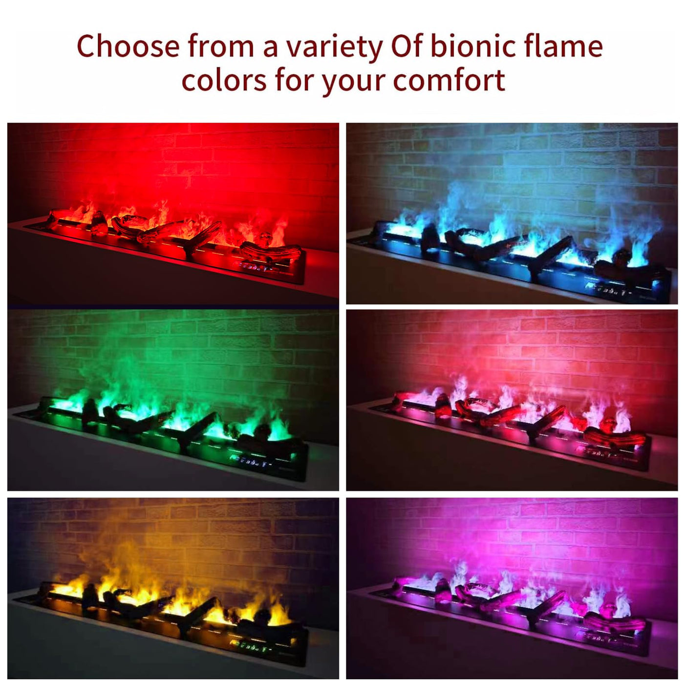 36 inch Water Vapor Fireplace 3D Atomizing Fireplace Recessed Electric Fireplace Remote Control with Timer Touch Simulation Flame Touch Flame Multiple Colors and Flame Adjustment