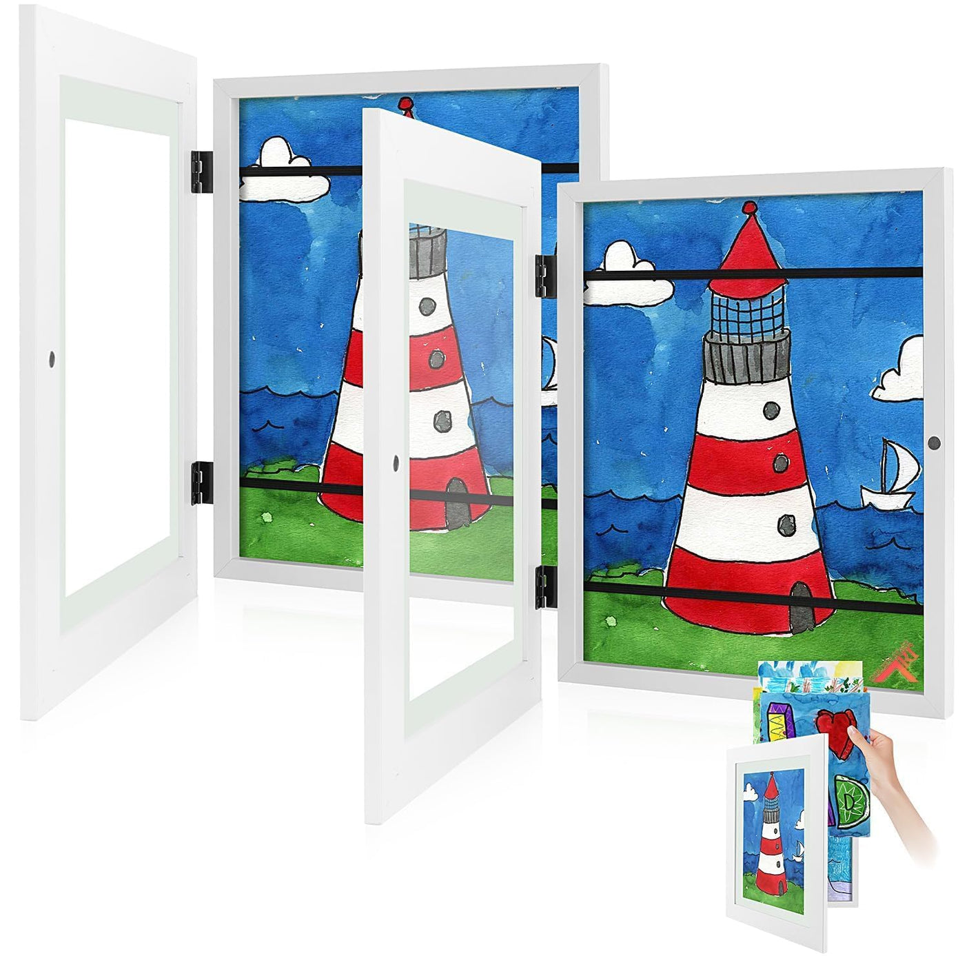 Golden State Art, 10x12.5 Kids Art Frames, Front-Opening Picture Frame Great for Kids Drawings, Artworks, Children Art Projects, Schoolwork, Home or Office (Walnut Set of 2)