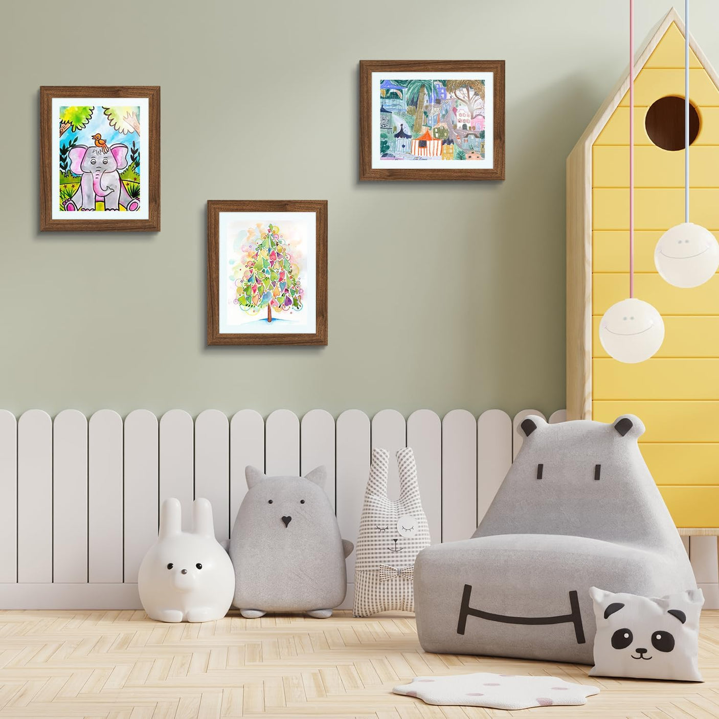 Golden State Art, 10x12.5 Kids Art Frames, Front-Opening Picture Frame Great for Kids Drawings, Artworks, Children Art Projects, Schoolwork, Home or Office (Walnut Set of 2)