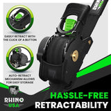 Rhino USA Retractable Ratchet Straps (4-Pack) - 1 Inch x 10 Feet (1,209lb Break Strength) - Heavy Duty Auto Self Retracting Tie Down Straps for Truck, Cargo Trailer, Motorcycle, Rad & More - Green