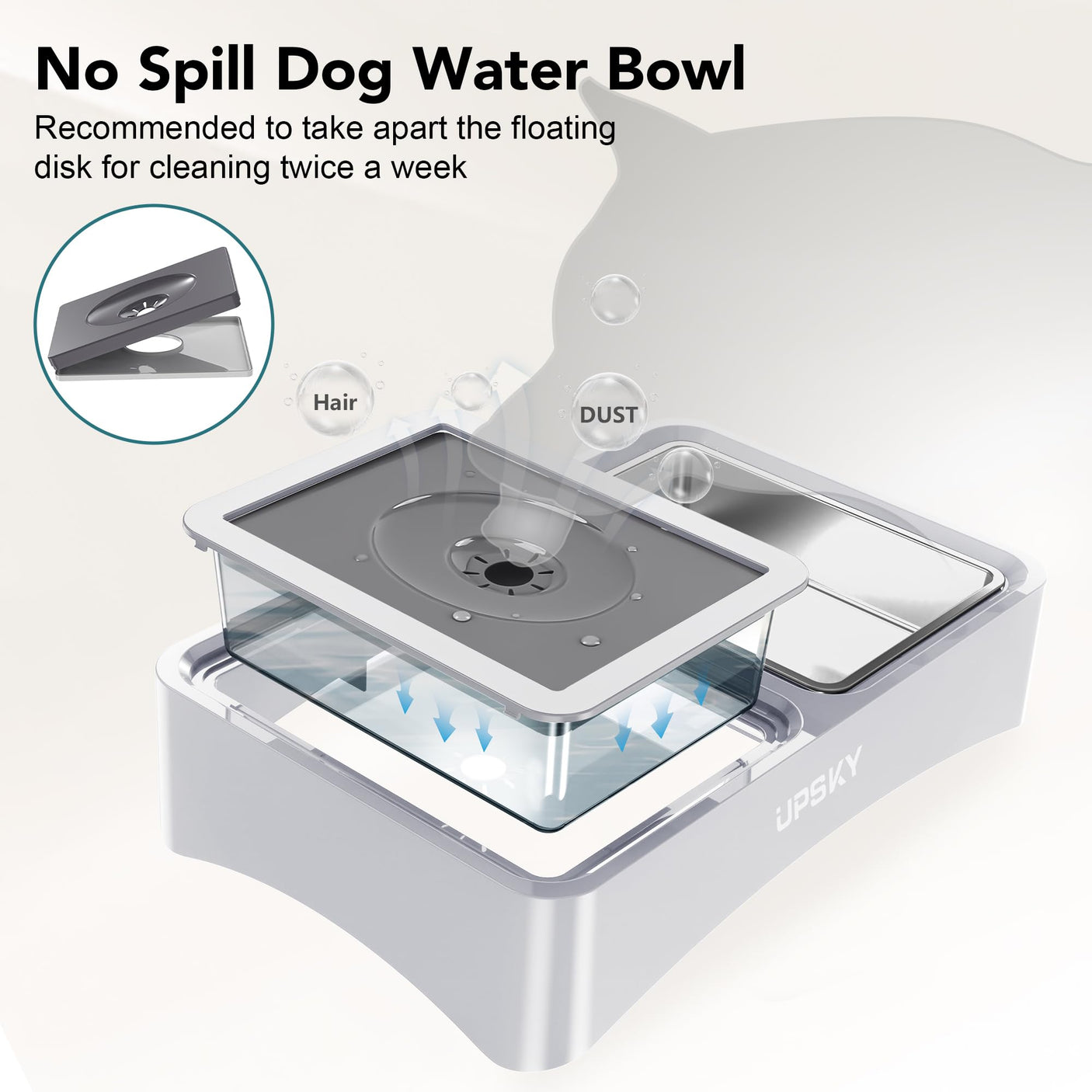 UPSKY 2-in-1 Elevated Dog Bowls Slow Feeder, 4 Height Adjustable Raised Bowls Stand, No Spill Dog Water Bowls, Anti-Slip Food and Water Bowl for Small Medium Dogs(Not Include Stainless Steel Bowl)