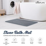 Stone Bath Mat, Diatomaceous Earth Shower Mat, Non-Slip Super Absorbent Quick Drying Bathroom Floor Mat, Natural, Easy to Clean (23.6 x 15.35 Darkgrey)