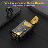 Portable Charger 10000mAh,22.5W Fast Charging Small Power Bank,Transparent External Battery Pack,Input/Output External USB C Portable Phone Charger for iPhone iPad Samsung LG Android Cellphone (Black)