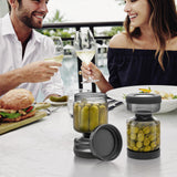 WhiteRhino Pickle Jar with Strainer Flip,34oz Pickle Container Pickle and Olive Hourglass Jar,Glass Flip Pickle Jar Juice Separator Jar with Airtight Lid for Jalapeno Gherkin