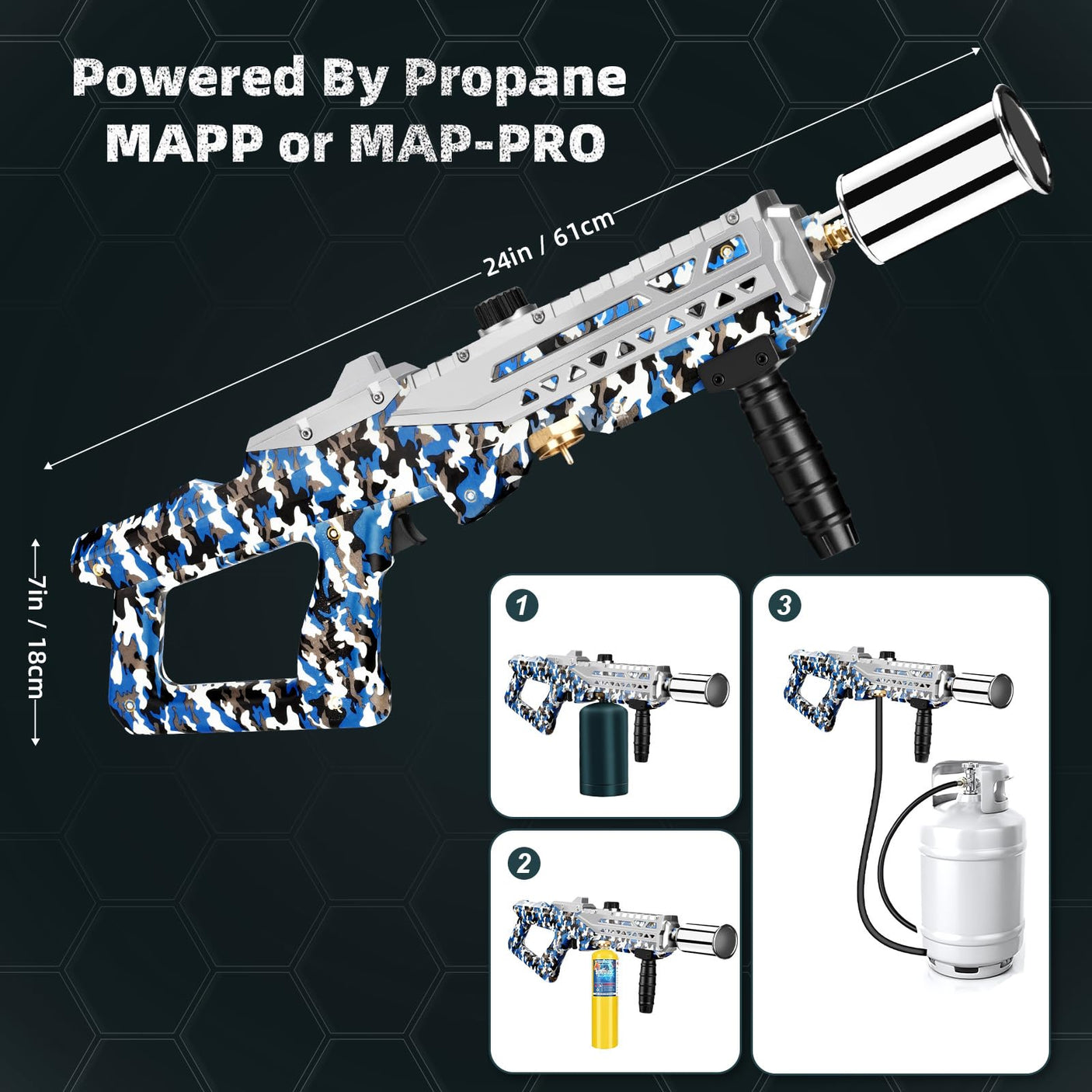 Powerful Grill Torch Gun | Propane Torch Gun, Adjustable Flamethrower | Blowtorch for BBQ, Camping, Charcoal Lighter & Fire Starter, 800,000BTU